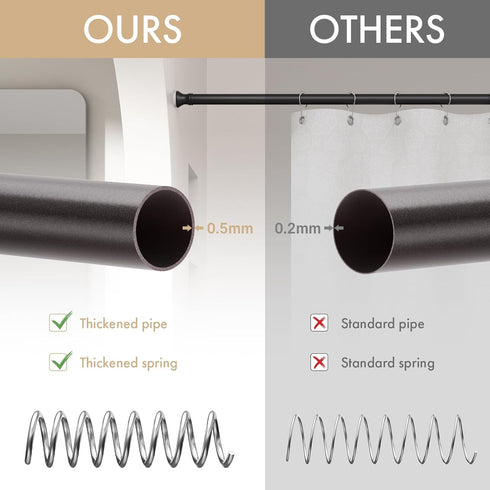 Amazer Spring Tension Shower Curtain Rod, 26-42 Inches Rust-Resistance Tension Curtain Rod Bathroom Rod, Adjustable Shower Curtain Rod No Drill, B...