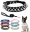 Spike Dog Collar and Leash Set, Studded Mushrooms Faux Pu Leather Durable Soft Metal Rivet Safe Spiked Cat Collars Adjustable for Small Medium Lar...