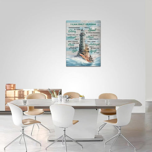 Lighthouse Wall Art Nautical Decor Coastal Ocean Pictures Wall Decor Lighthouse Christian Scriptures Canvas Painting Prints I Can Only Imagine Mod...