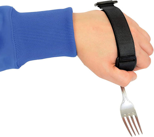 Disabled Eating Aids Utensil Holders Eating Assistance Hand Cuff for Holding Spoon, Fork, Cutlery Adjustable Nylon Gripping Strap for Limited Mobi...