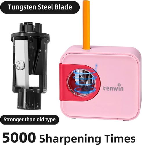 Portable Electric Pencil Sharpener, Pencil Sharpeners Battery Operated, Tungsten Steel Blade to Fast Sharpen, Kids Pocket Sharpener, Fit to 6-8mm ...