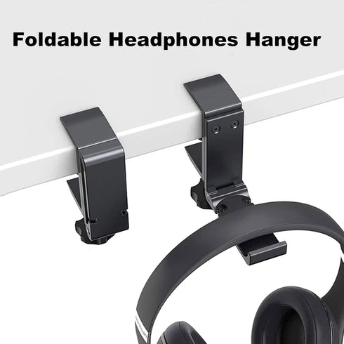 Aluminum Headphone Stand Hanger Foldable with Cable Organizer Headset Holder, Non-Slip Desk Hook Space Save Universal Headphone Mount...