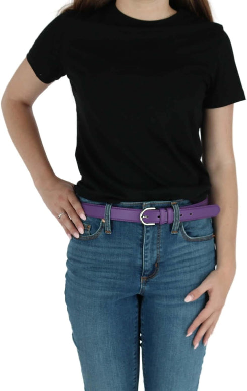 CTM® Women's Leather 1 1/8 Inch Dress Belt, M, Dark Purple...