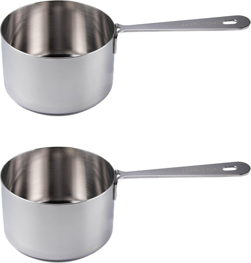 Honey Bear Kitchen 1 Cup 240 ml Measuring Scoop Cups, Polished Stainless Steel (Set of 2)...