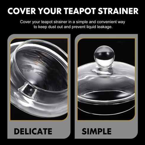 2-Pack Glass Teapot Replacement Lid - Clear Teapot Accessories with Strainer Cover for Home Kitchen Teapots...