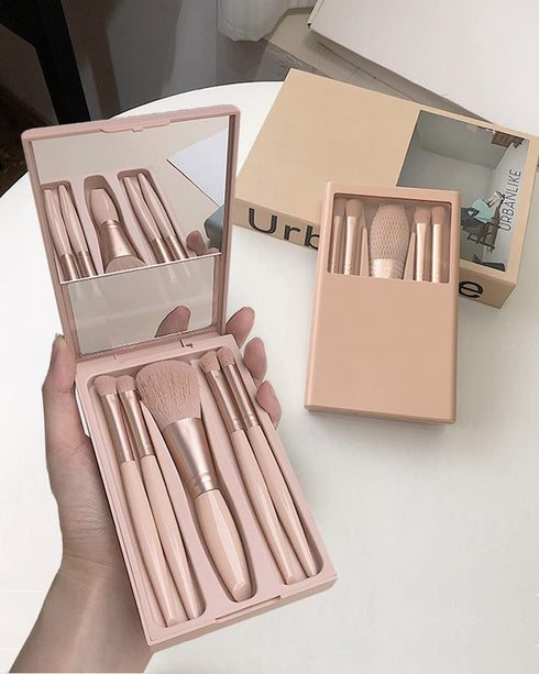 Travel Size Makeup Brushes Set, Easy-taken Mini Makeup Brush Set with Case and Mirror, Small Complete Function Cosmetic Brushes Kit Perfect for On...