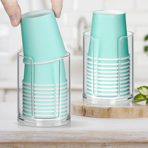 Bathroom Cup Dispenser, Disposable Mouthwash Cups Holder Fit 3oz-4oz Small Paper Cups, Clear Plastic Cup Dispenser for Bathroom Vanity Countertop ...