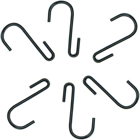 Huji Black S Shaped Heavy Duty Hanging Hooks for Kitchenware Pots Pans Utensils (Set of 6 Hooks)...
