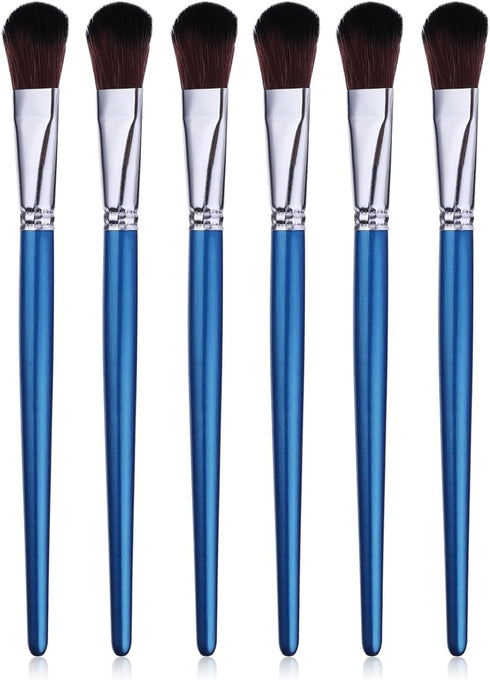 6 Pcs Mop Brush for Acrylic Painting, 1 Inch Oval Blending Brushes Artist Paint Brushes for Acrylic Watercolor Oil Painting Face Body Art, Blue...