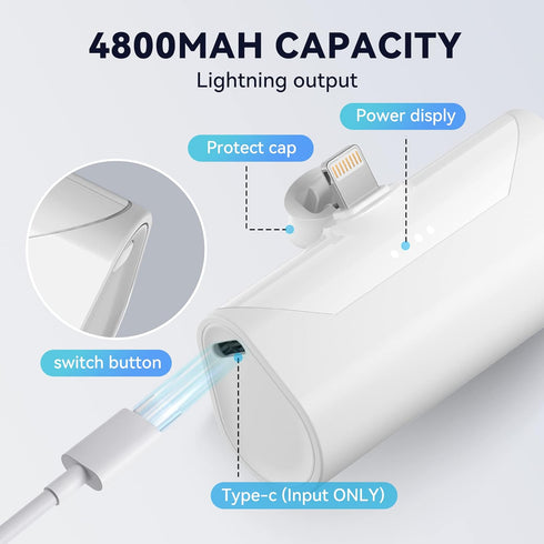 Small Portable Charger 4800mah Mini Portable Power Bank Fast Charging Lightweight 15W Lightning Ultra-Compact Battery Pack Charger for iPhone 14 1...