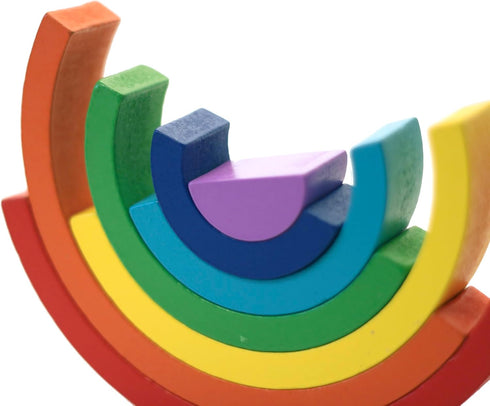 Wooden Rainbow, Stacking Learning Toy for Kids Toddlers Baby, 7 Pieces Bright Colors Rainbow, Building Blocks Game. Rainbow Arch Puzzle Tunnel....