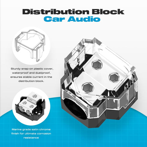 Distribution Block, Malictele 2 Way Power Distribution Block 1x 0/2/4 Gauge Input 2X 4/8 Gauge Output Out Amp Power Distribution Block Car Audio S...