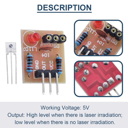 4 Pcs Laser Receiver Sensor Module Non-Modulator Tube Laser Detection Module for Arduino with 4 Pcs 5V KY-008 650nm Laser Transmitter Sensor Modul...