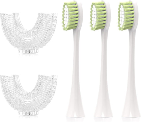 Kids Electric U Shaped Toothbrush Replacement Brush Head with 3 Normal Brush Head and 2 U Shaped Brush Head -Age8-15...