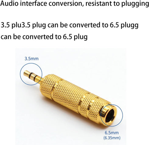 6PCS 3.5mm 1/8" Male Plug TRS to 6.35mm 1/4" Female Stereo Jack Adaptor-Gold Plated Converte,for Audio Earphone,Headphones ect...