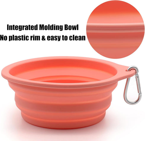 SLSON Collapsible Dog Bowl Foldable Dog Travel Water Bowls Integrated Molding No Plastic Rim Portable Pet Feeding Bowl for Walking Hiking Outdoors...