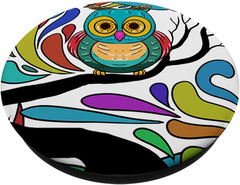 Colorful Owl Animal Nocturnal Ornithology Bird Lover Gift PopSockets Swappable PopGrip...