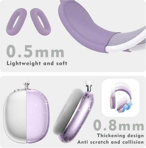 for AirPods Max case Cover,Anti-Scratch Ear Pad Case Cover/Ear Cups Cover/Headband Cover for AirPods Max. Clear Soft TPU and Silicone,Skin Scratch...