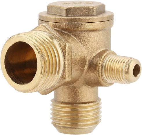 Air Compressor Check Valve, Male Thread 90 Degree Air Compressor Check Valve 3 Port Brass Spare Parts Tube Connector Pipe Joint Tool Replacement f...