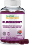 Vegan Black Sambucus Elderberry Gummies | Non-GMO | 60 Gummies, 30 Serving w/ 100mg Elderberry, 90mg Vitamin C, 7.5mg Zinc | Immune Support, Antio...