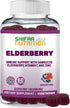 Vegan Black Sambucus Elderberry Gummies | Non-GMO | 60 Gummies, 30 Serving w/ 100mg Elderberry, 90mg Vitamin C, 7.5mg Zinc | Immune Support, Antio...