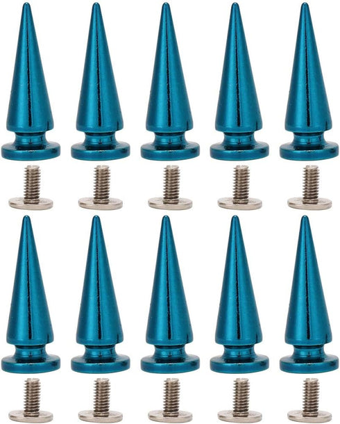 HEEPDD 10Pcs 10x26MM Large Size Cone Spikes Punk Rivets Stud Screw Tree Shape Back Spikes for DIY Leather Shoes Jacket Craft Garment Bag(Blue)...