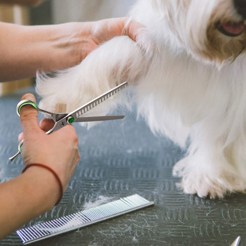 PURPLEBIRD 7 Inch Straight Dog Grooming Scissors Professional Pet Chunker Shears Safety Noiseless Blunt Tip Trimming Shearing for Dogs Cats Japane...