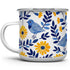 Floral Bird Enamel Camping Coffee Mug, Nature Flowers Botanical Gift Cup for Friend Coworker Women Mom (12oz)...