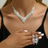 Unicra Silver Bride Wedding Jewelry Sets Crystal Bridal Necklace Earrings Set Rhinestone Costume Jewelry Set Prom Choker Necklace for Women and Br...