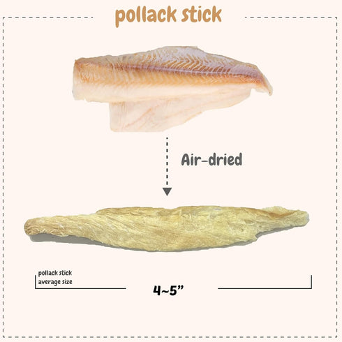 Low Salted Pollack Fish Snacks | Natural Air Dried Dog Treats & Cat Treats | Training Treats for Dogs | Rich with Fish Oil for Dogs | All Breeds &...
