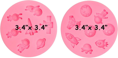 Astronaut Fondant Molds, Robot Rocket Planet Polymer Clay Molds for Jewelry Making, Moon Spaceship Clay Earring Molds Set of 2, Pink...