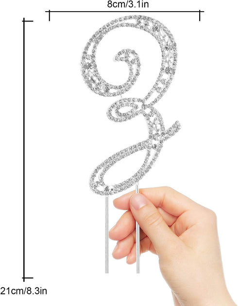 Letter Z Cake Topper Rhinestone Crystal Silver Letter for Wedding or Anniversary Birthday Party Decoration Supplies...