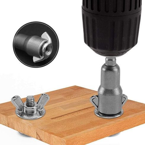 6 Pcs Wing Nut Drill Bit Set, Hurricane Wingnut Driver Power Wing Nut Driver Socket Wrenches Tool Set, 1/4 Inch Hex Shank Steel Drills Bits for Pa...