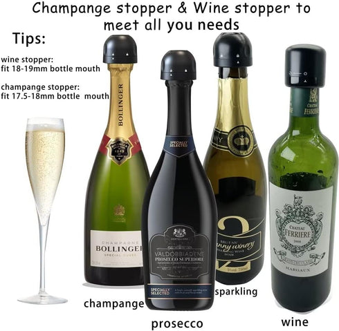 Champagne and Wine stoppers, (6Pack) SunDiao Champagne and Wine Sealer, Reusable Silicone Leakproof Champagne & Wine Stoppers, Keep Champagne and ...