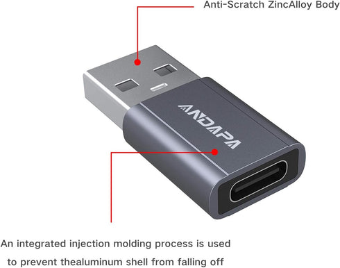 ANDAPA USB C Female to USB Male Adapter(2 Pack), C to USB Adapter for iPhone 12 13 14 15 Mini Pro Max,Airpods iPad pro,Samsung Galaxy Note 10 20 2...