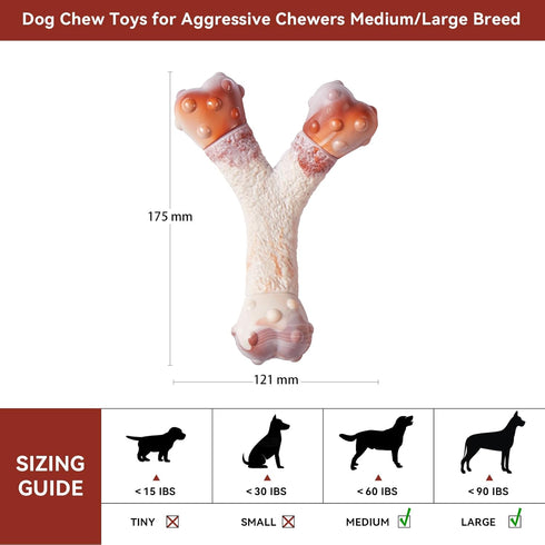 Dog Chew Toys for Aggressive Chewers Medium/Large Breed,Bacon Flavor,Tough Dog Bones with Nylon(1 Pack)...