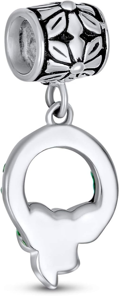 Green Christmas Holiday Red Bow Green Wreath Green Mistletoe Holly Dangle Charm Bead For Women Teen Enamel .925 Sterling Silver Fits European Brac...