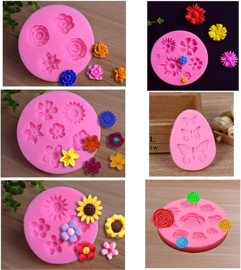 Flower Fondant Cake Silicone Mould Flower and Butterfly Candy Molds - for Cake Decoration,Chocolate Fudge, Polymer Clay, Soap, Confectionery Proje...