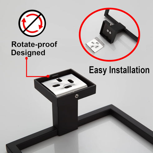 Bathroom Black Towel Ring SUS 304 Stainless Steel Square Towel Bar?Towel Rack Matte Black Towel Holder Modern Towel Hanger for Bathroom Lavatory K...