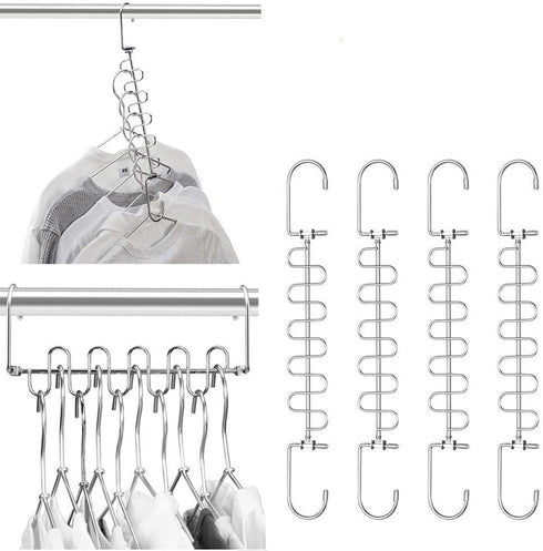 Meetu Magic Cloth Hanger Space Saving Hangers Metal Closet Organizer for Wardrobe Organization (Pack of 4)...