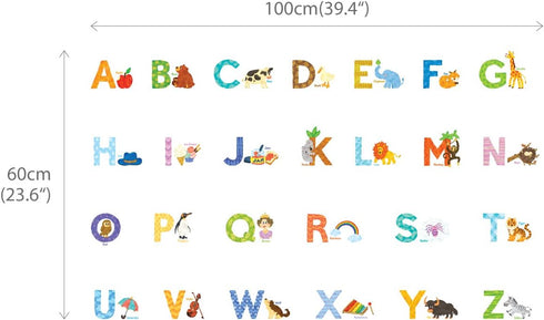 DECOWALL DS-8003 Watercolour Animal Alphabet Kids Wall Stickers Wall Decals Peel and Stick Removable Wall Stickers for Kids Nursery Bedroom Living...