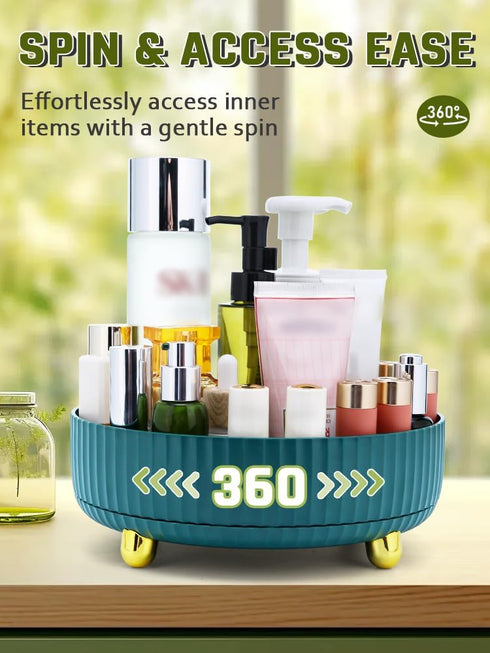 360° Rotating Makeup Organizer, Cosmetic Storage for Vanity, Dresser, Bathroom Counter - Holds Skincare, Nail Polish, Lipstick, Green...
