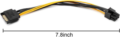 6 Pin to SATA Power Cable Adapter (PCIe to SATA 15 Pin), Graphics Video Card Power Cable (20CM/8inch)...