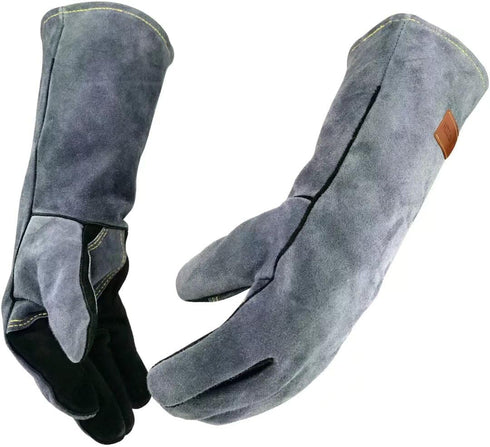 14 Inches,932?,Leather Forge Welding Gloves small, Heat/Fire Resistant,Mitts for BBQ,Oven,Grill,Fireplace,Tig,Mig,Baking,Furnace,Stove,Pot Holder,...