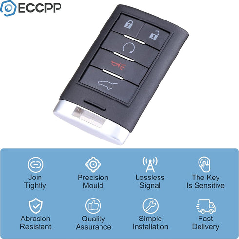 ECCPP Keyless Entry Remote Key Fob Replacement for Cadillac ATS for ELR for SRX for XTS 2010-2015 FCC: NBG009768T Keyless Entry Remote...