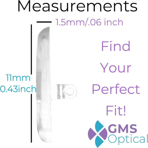 GMS Optical 11mm Short length/6mm Med wide- Silicone Tear drop screw in Eyeglass Repair Kit with Screws and driver, Eyeglass Nose Pads for small f...