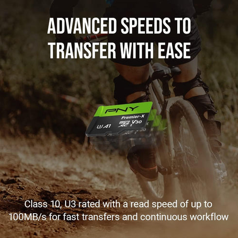 PNY 128GB Premier-X Class 10 U3 V30 microSDXC Flash Memory Card - 100MB/s, A1, 4K UHD, Full HD, UHS-I, micro SD, Black...