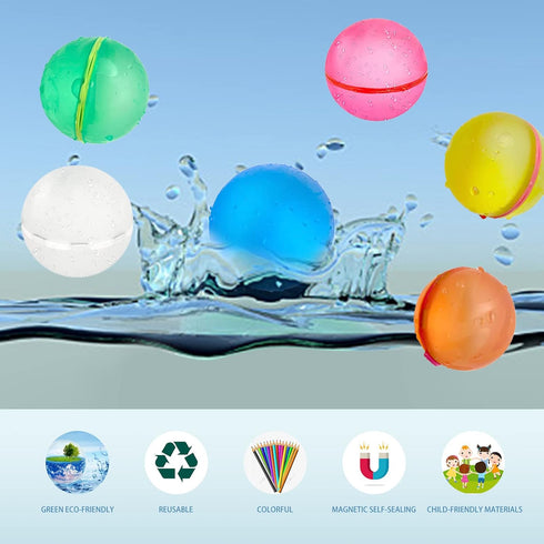 4Pcs Reusable Water Balloons Refillable Water Balloons Quick Fill Self-Sealing Soft Silicone Water Bombs Splash Balls for Fun Outdoor Water Fight ...