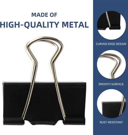 100 Pcs Binder Clips Assorted Sizes, Metal Clips for Office, Paper Clamps 6 Size, X Large, Large, Medium, Small, Mini and Micro...