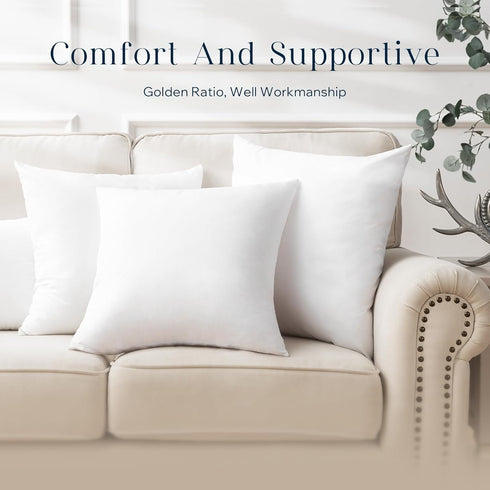 Phantoscope Premium Outdoor Pillow Inserts - Pack of 2 Square Form Water Resistant Polyester Throw Pillows, Couch Sham Cushion Stuffer, 16 X 16 in...